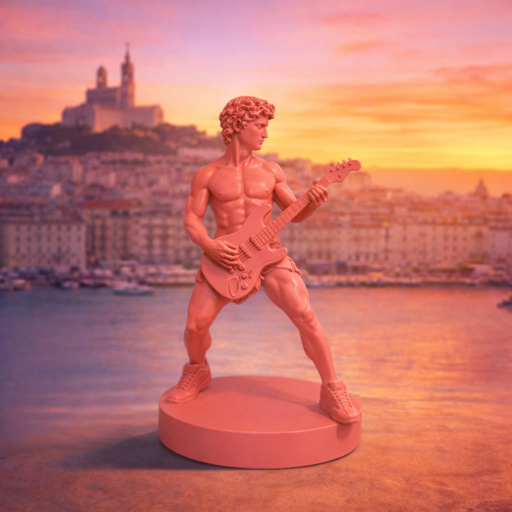Statuette David rockeur guitare électrique - artisan Marseille Maison Grossi